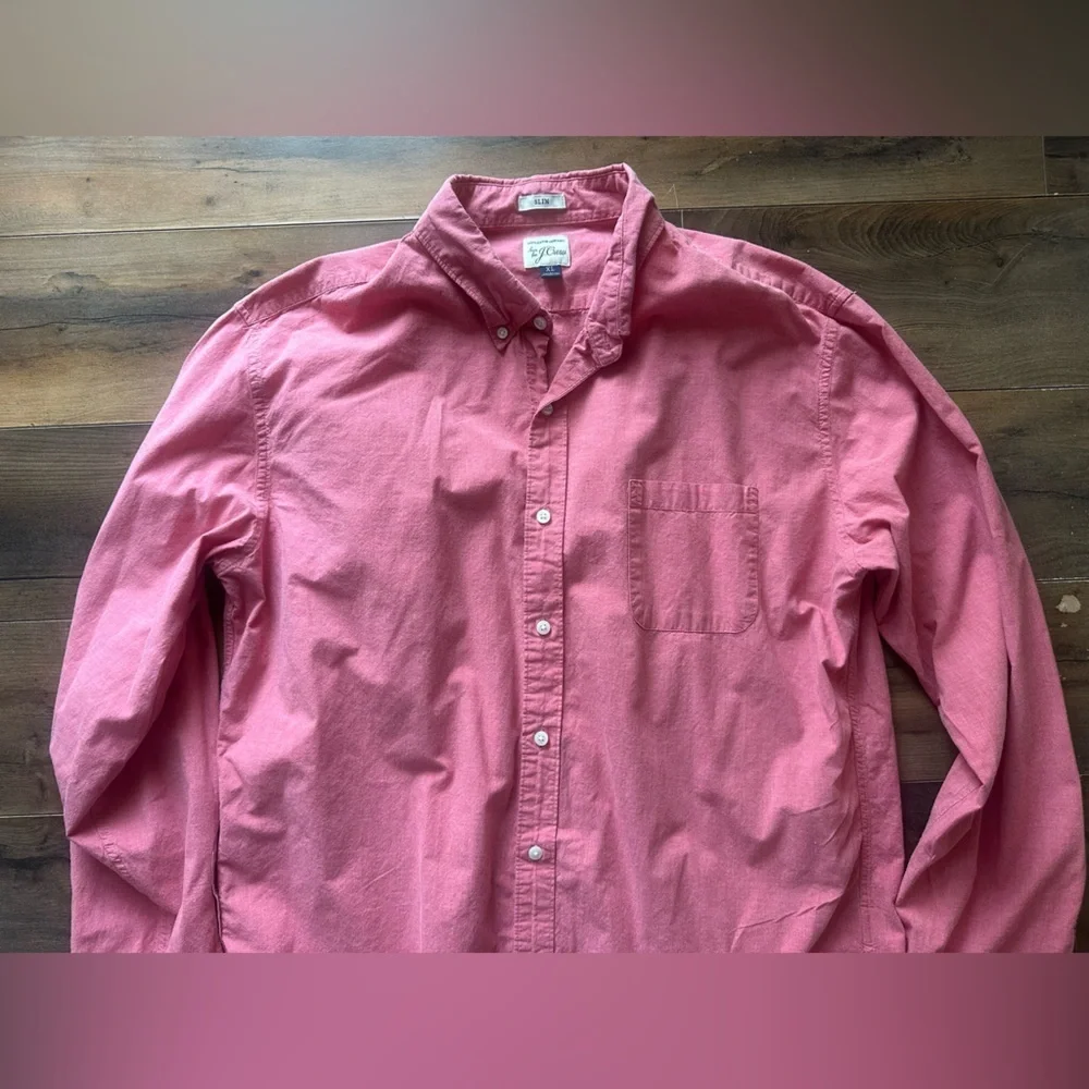 J.Crew Slim Fit Oxford Button Down Shirt Pink Preppy Classic XL